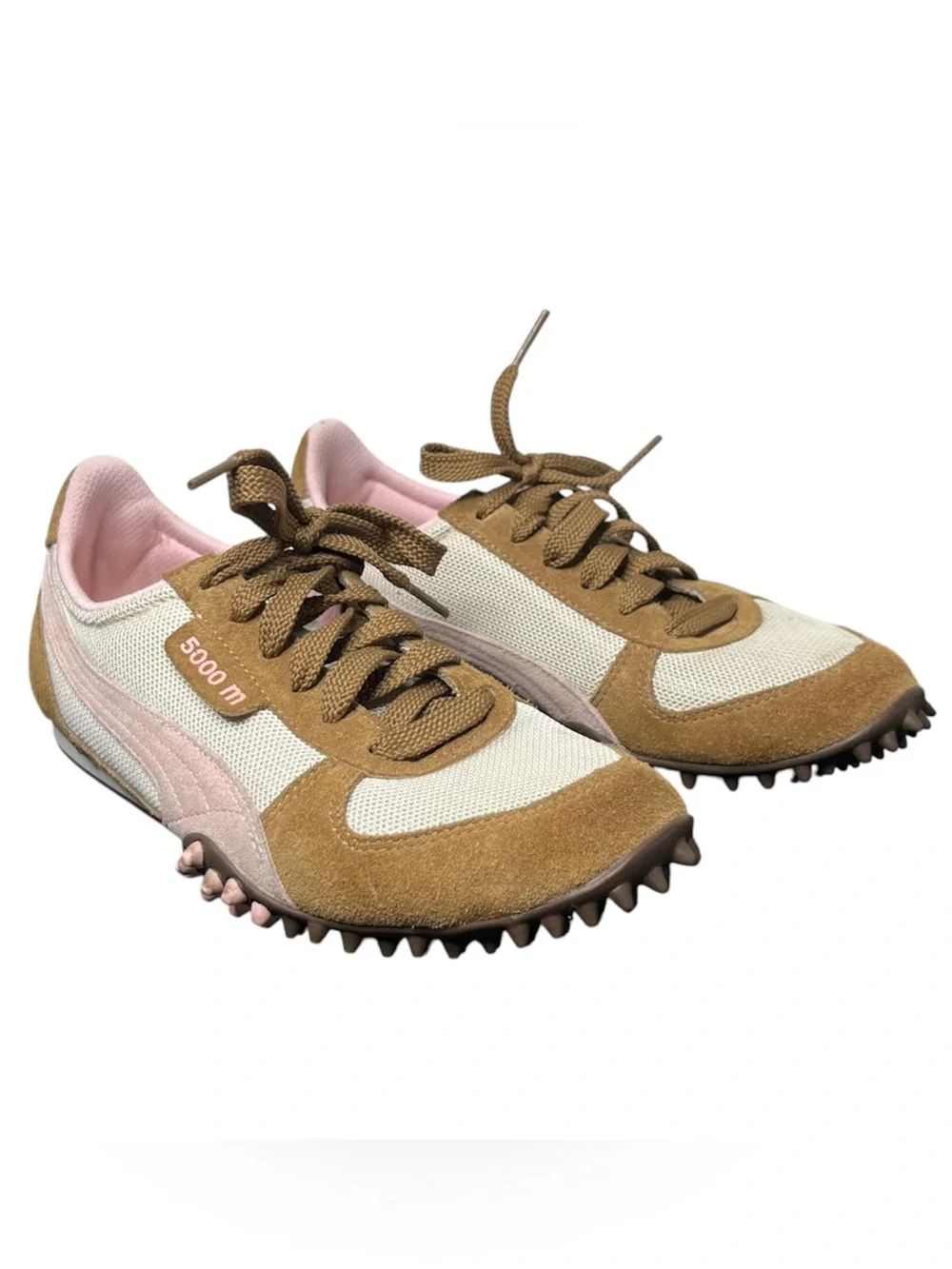 Y2K Puma Brown & Pink Suede 5000m Running Sneaker Low Profile Sporty - Picture 1 of 10